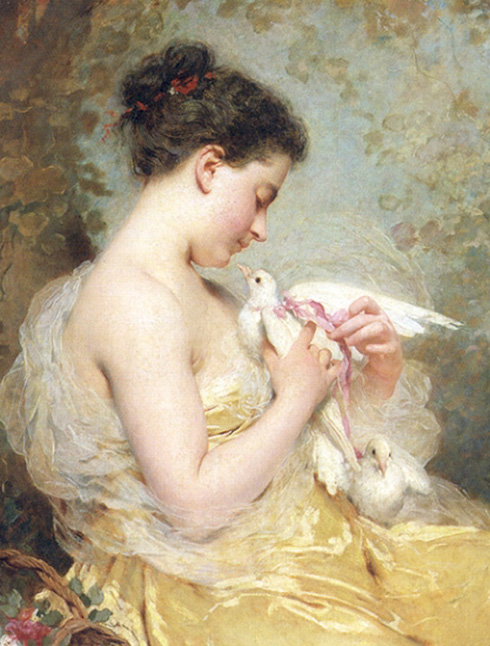 Ch.Chaplin A Beauty with Doves Oil on canvas Private collection