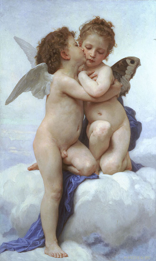 W.A.Bouguereau Amour and Psihe in the childhood 1889 Oil on canvas 119,5x71 Private collection.France.