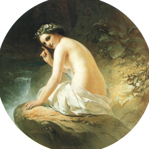 T.A.Neff The Bather 1858 Oil on canvas 153x153 Russuan Museum.St.Petersburg