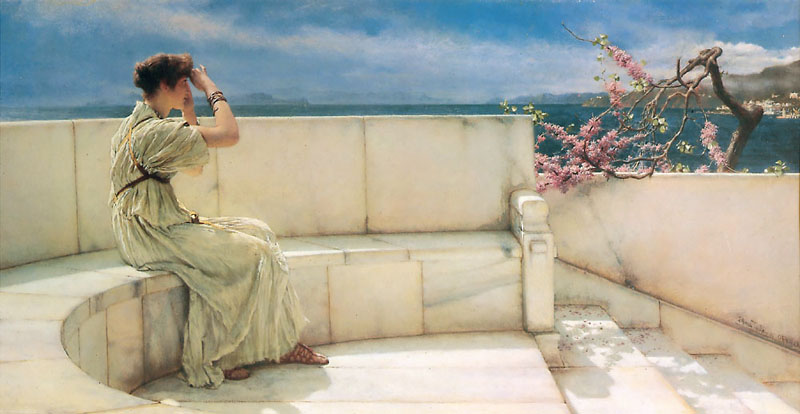 L.Alma-Tadema Expectations 1885 Oil on panel 22,2x45,1 Private collection