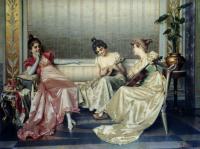 V.Reggianini Elegant ladies in an interior Oil on canvas 62,9x82,5 Auction Christie's