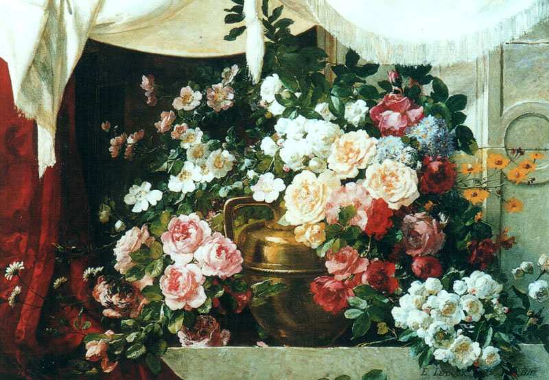 Е.Ледокс Ваза цветов с драпировкой 1901 Холст, масло 88,9x114,3 Аукцион Sotheby's