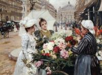 Louis Marie Schryver The flower seller,avenue de L'Opera. Paris 1891 Oil on canvas 54,6x71,8 Auction Sotheby's