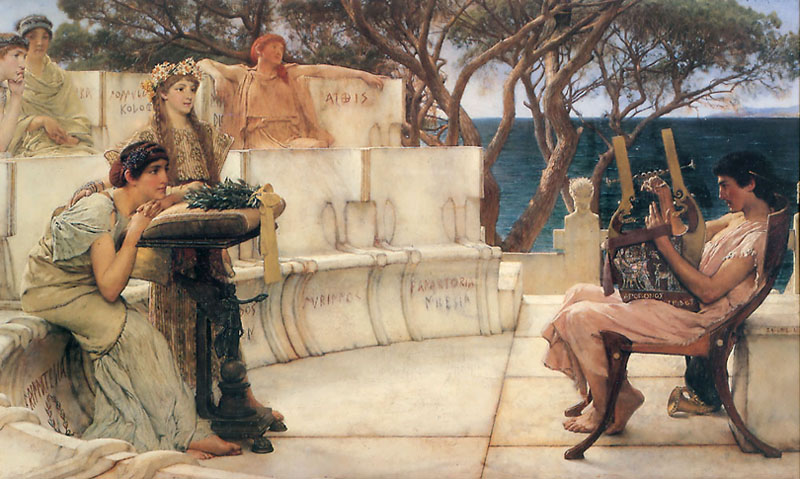 L.Alma-Tadema Sappho and Alcaeus 1881 Oil on canvas 122x66 The Walters Art Gallery,Baltimore