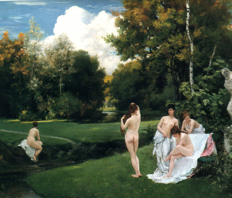 Ch.E.A.Carolus-Duran Bathers in the garden of Fontainebleau 1874 Oil on canvas 146,7x177,8 Auction Sotheby's