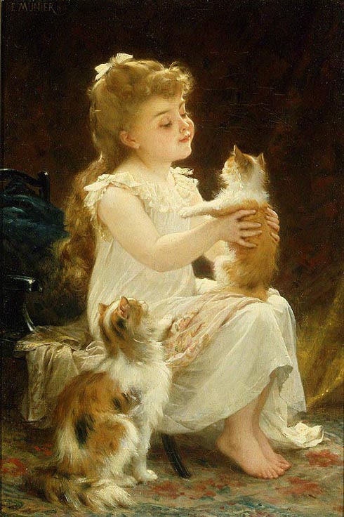 E.Munier Game with a kitten 1893