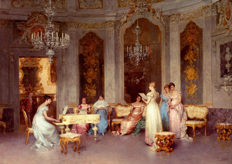 F.Beda Parlor Scene Oil on canvas 138,4x96,5 Public collection