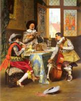 A.A.Lesrel The Musical Trio 1890 Oil on panel 57,5x46,4 Private collection