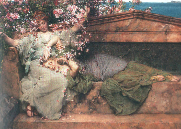 L.Alma-Tadema In a Rose Garden 1899 Oil on canvas 37,5x49.5 Private collection
