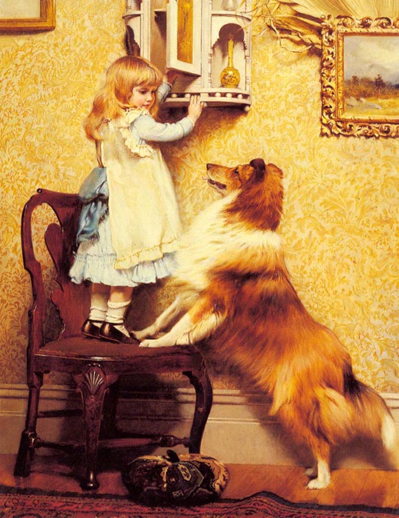 Ш.Б.Барбе Девочка и ее шотландская собака 1892 Холст, масло 92,1х72,4 Частная коллекция