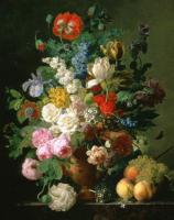 Я.Ф.ван Дель Натюрморт с цветами в вазе и фруктами
