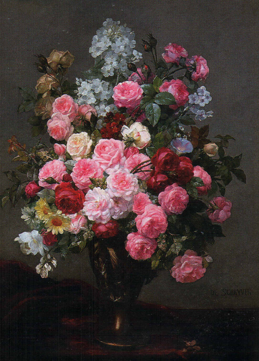 L.M.de Schryver Bouquet of flowers Oil on canvas 99,1x73 Auction Sotheby's