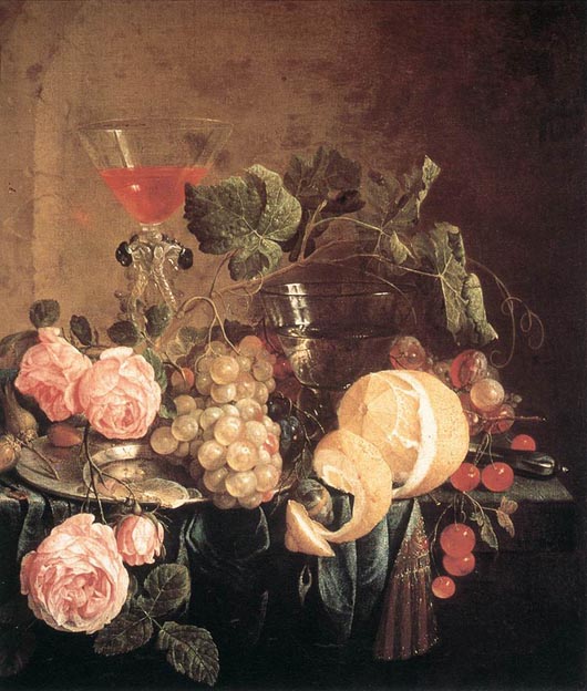 D.de Hem Still-life with flowers and fruit