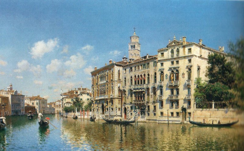 Ф.дель Кампо Большой канал, Венеция 1890 Холст, масло 46,4x73 Аукцион Christie's