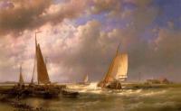 A.Hulk Dutch barges at the mouth of an estuary Oil on panel 55,3x33 Auction Sotheby's