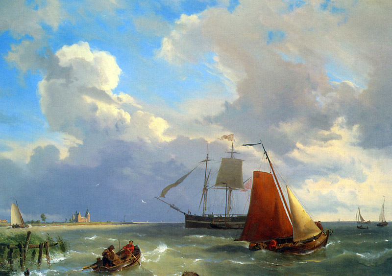 H.Koekkoek Shipping in a Choppy Estuary 1859 Oil on on canvas 59x41,6 Private collection