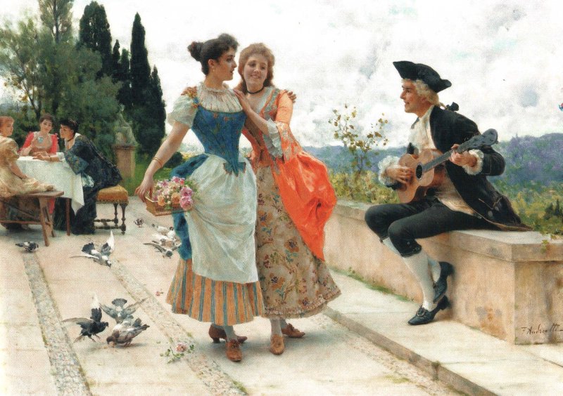 F.Andreotti The Serenade Oil on canvas 57,7x79 Auction Sotheby's
