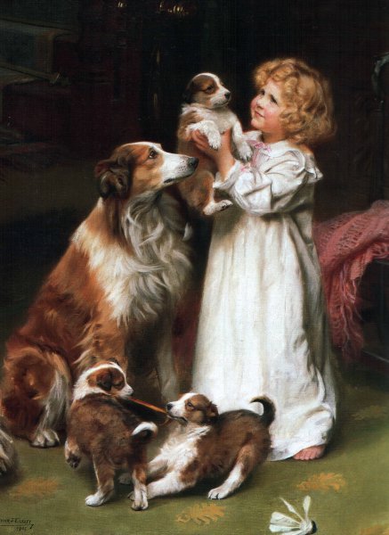 A.J.Esley Good night 1905 Oil on canvas 90,8x66,7 Auction Sotheby's