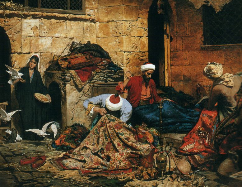 R.Swoboda Carpet Menders.Cairo Oil on canvas 78,7x106,7 Courtesy Mathaf Gallery.London