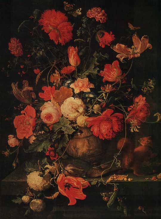 A.Mignon Flowers in vase Oil on canvas 87x68 The Hermitage.St.Petersburg