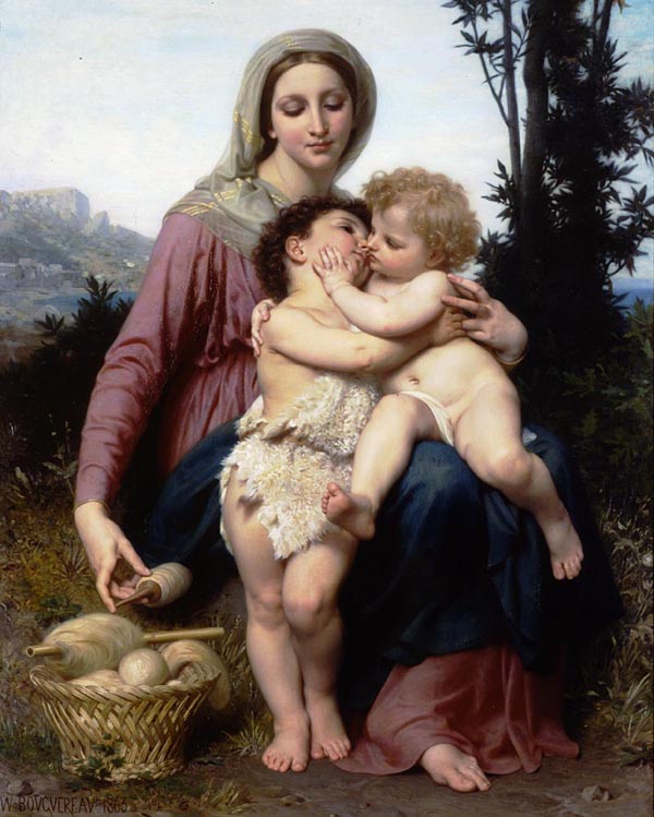 У.Бугро Мадонна с детьми Иисусом и Иоанном Крестителем Холст, масло 138,4х109,2 Аукцион Sotheby's