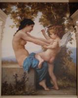Bouguereau  The girl battling the Cupid Oil on wall, 221x195