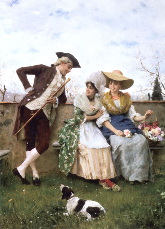 F.Andreotti Flirtation Oil on canvas 48,9x66 Auction Sotheby's