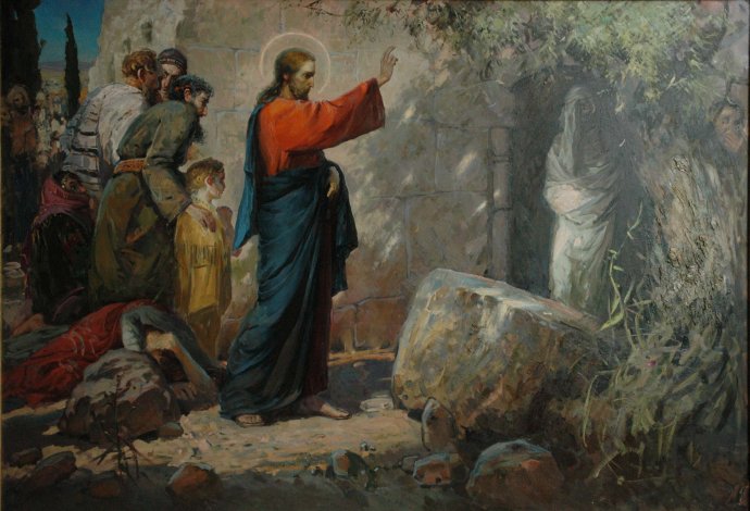 'The Raising of Lazarus'. 2004. (2.85m.h 1.95m). Oil on canvas. The Museum of Russian Academy of Painting, Sculpture and Architecture